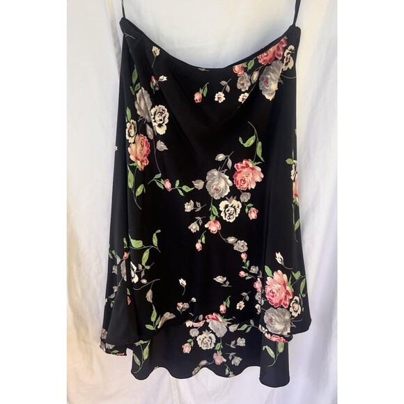 Lauren Ralph Lauren 12P 100% Silk Floral Skirt Hi-Low Layered Hem Quiet Luxury - Picture 1 of 7